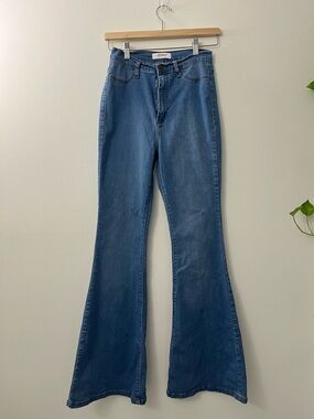 Vibrant Medium Blue Flare Jeans